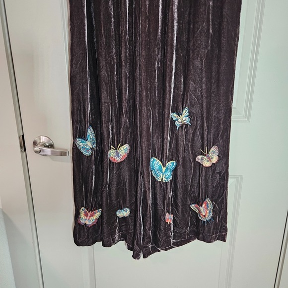 $365 NEW Johnny Was Velvet‎ Wide Leg Pant XXL Butterfly Embroidered Brown - Picture 2 of 16